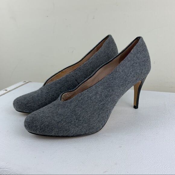 Anthropologie Plenty by Tracy Reese‎ Gray Flannel Heels Sz 6 Stiletto Heel - Picture 15 of 15